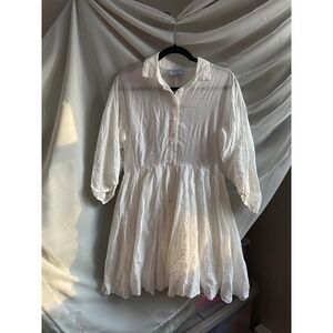 AQUA KRISTOPHER BROCK Lace Eyelet‎ White Mini Dress Small Romantic Cottage Femme